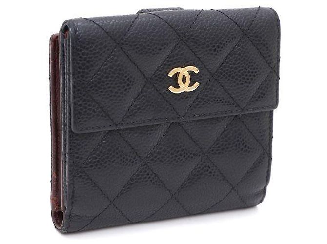 Chanel Portafoglio Flap in Caviar con CC dorato da donna Nero - vista 2