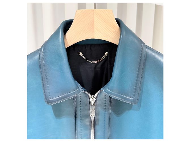Berluti Patina Kalbslederjacke in Blau - Ansicht 4