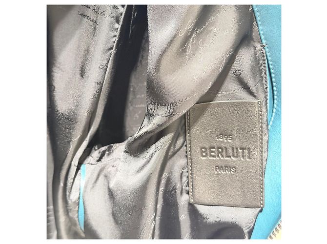 Berluti Patina Kalbslederjacke in Blau - Ansicht 7