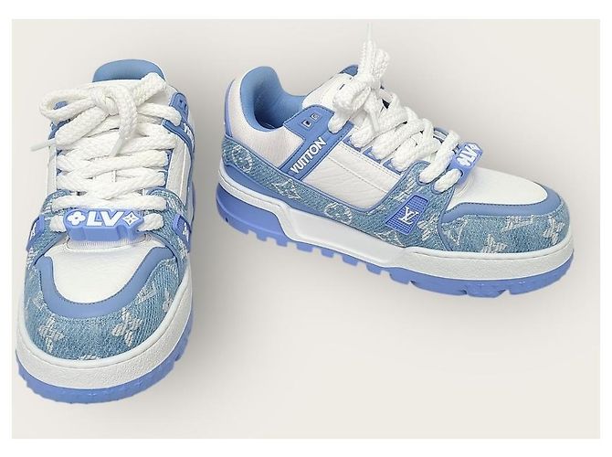 Louis Vuitton Sneakers LV Trainer Maxi in denim monogram blu - vista 4