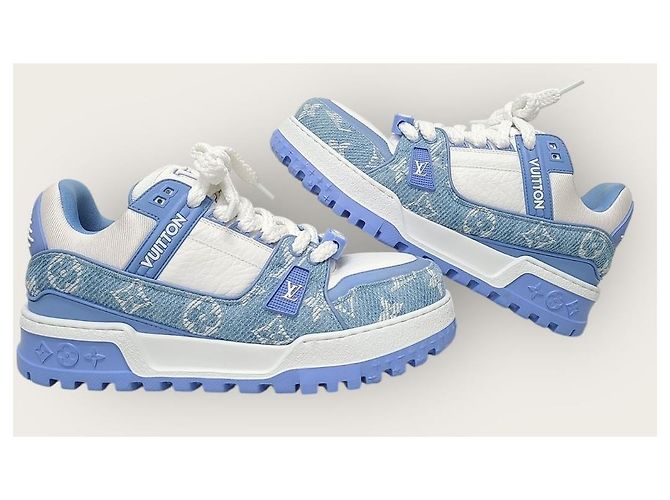 Louis Vuitton Sneakers LV Trainer Maxi in denim monogram blu - vista 5