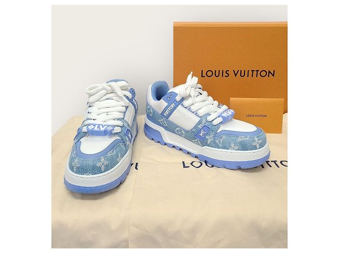 Louis Vuitton Sneakers LV Trainer Maxi in denim monogram blu - vista 8