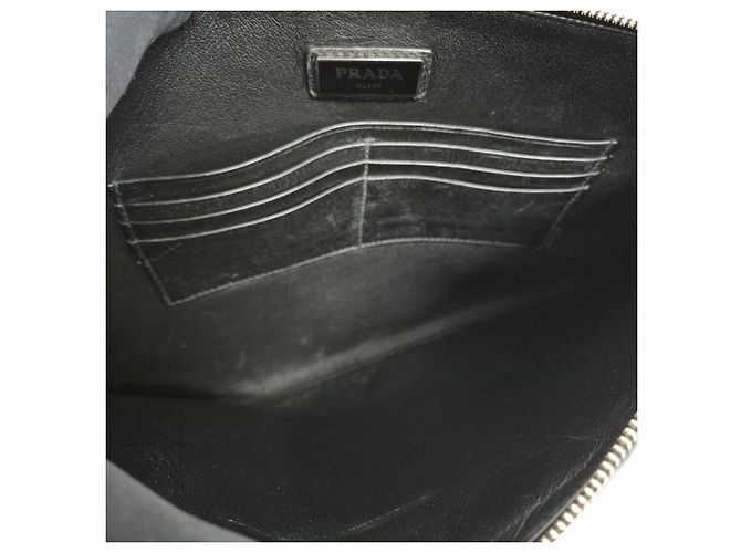 Prada Clutch Saffiano Triangle Logo Nero - vista 11