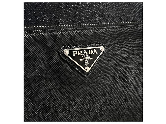 Prada Clutch Saffiano Triangle Logo Nero - vista 8