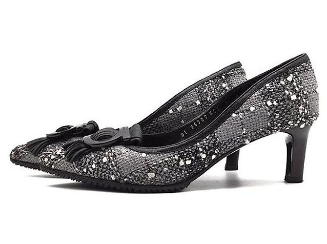 Salvatore Ferragamo Décolleté in tweed Gancini Marrone - vista 3