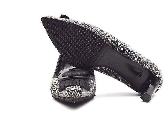 Salvatore Ferragamo Décolleté in tweed Gancini Marrone - vista 6