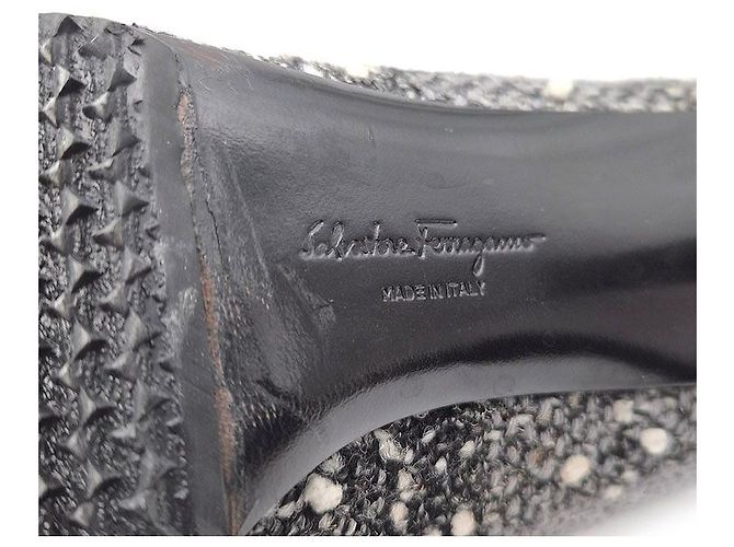 Salvatore Ferragamo Décolleté in tweed Gancini Marrone - vista 7