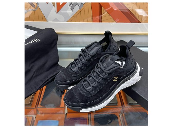 Chanel Sneaker in fibre miste da donna in scamosciato nero - vista 8