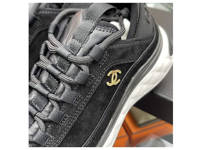 Chanel Sneaker in fibre miste da donna in scamosciato nero - vista 9