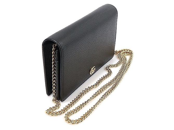 Gucci GG Marmont Mini Chain WOC Clutch Crossbody aus schwarzem strukturiertem Leder - Ansicht 3