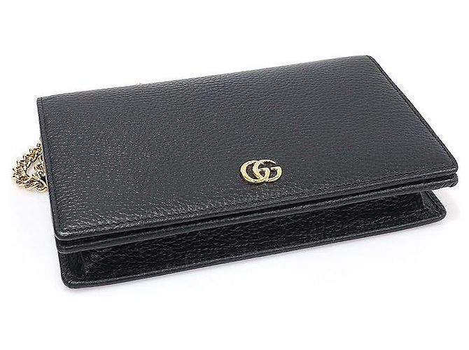 Gucci GG Marmont Mini Chain WOC Clutch Crossbody aus schwarzem strukturiertem Leder - Ansicht 5