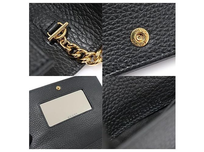 Gucci GG Marmont Mini Chain WOC Clutch Crossbody aus schwarzem strukturiertem Leder - Ansicht 7