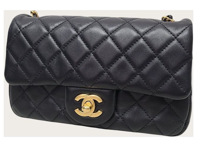 Chanel Mini Classic Goldball New in agnello nero placcato oro - vista 2