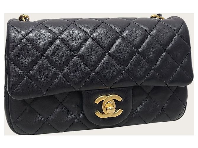 Chanel Mini Classic Goldball New in agnello nero placcato oro - vista 3