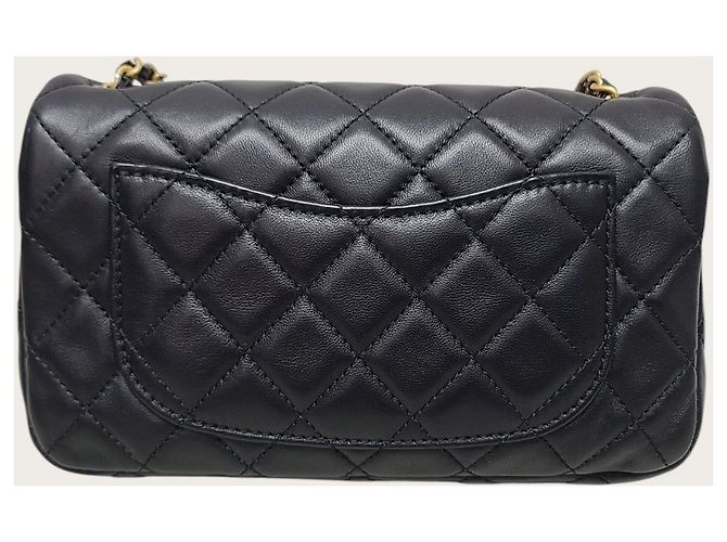 Chanel Mini Classic Goldball New in agnello nero placcato oro - vista 5