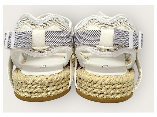 Dior Sandali Atlas in jacquard Oblique bianco - vista 7