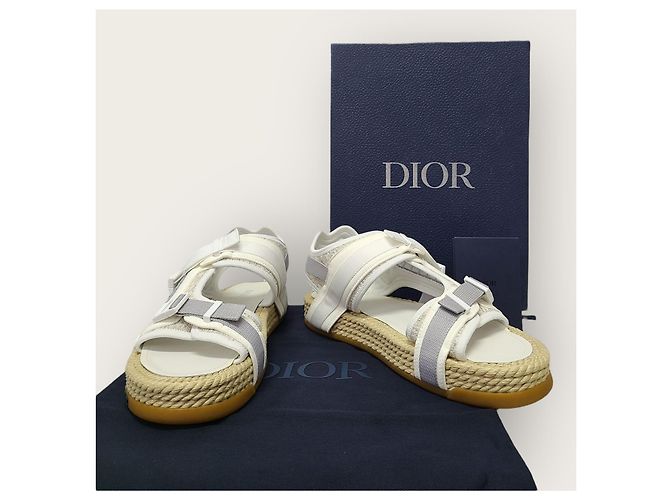 Dior Sandali Atlas in jacquard Oblique bianco - vista 8