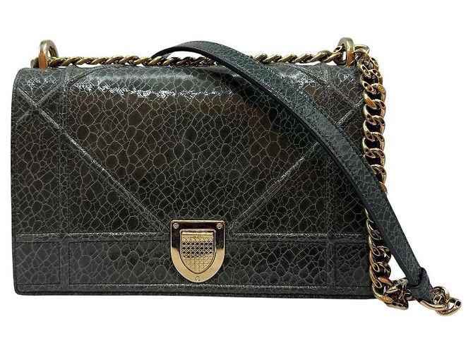 Borsa a Spalla Diorama Crack Chain Gold Medium Verde - vista 10