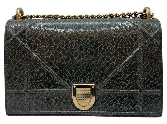 Borsa a Spalla Diorama Crack Chain Gold Medium Verde - vista 2