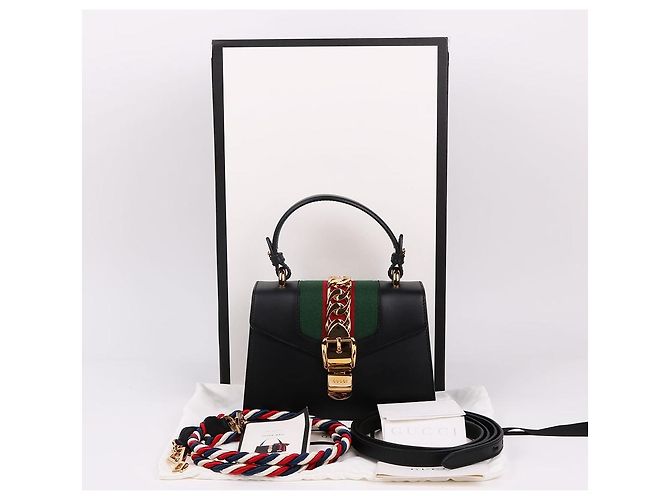 Gucci Mini borsa a tracolla a due tracolle Sylvie nera Nero - Ansicht 14