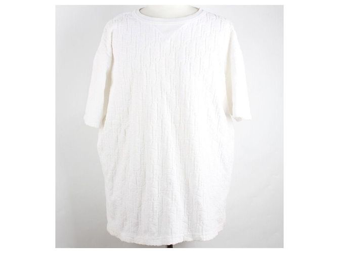 Dior Camiseta de manga curta em algodão de felpa Oblique Branco - vista 2