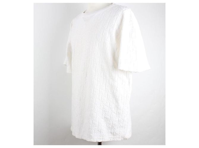 Dior Camiseta de manga curta em algodão de felpa Oblique Branco - vista 3
