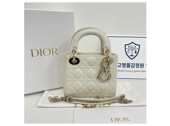 Borsa a tracolla Lady Dior Lady Chain Christian Bianco - vista 2