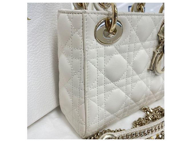 Borsa a tracolla Lady Dior Lady Chain Christian Bianco - vista 4