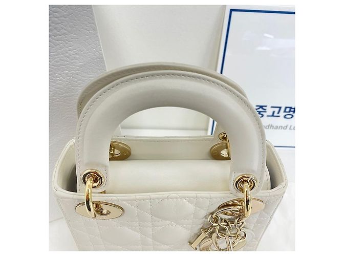 Borsa a tracolla Lady Dior Lady Chain Christian Bianco - vista 5