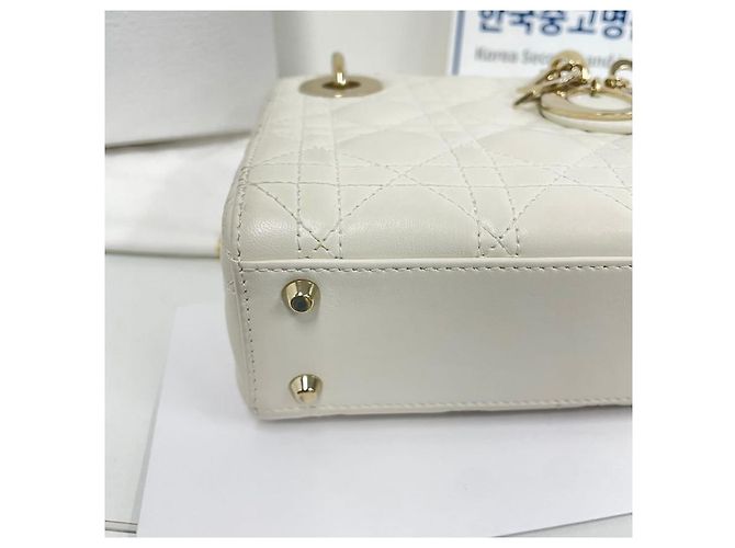 Borsa a tracolla Lady Dior Lady Chain Christian Bianco - vista 6