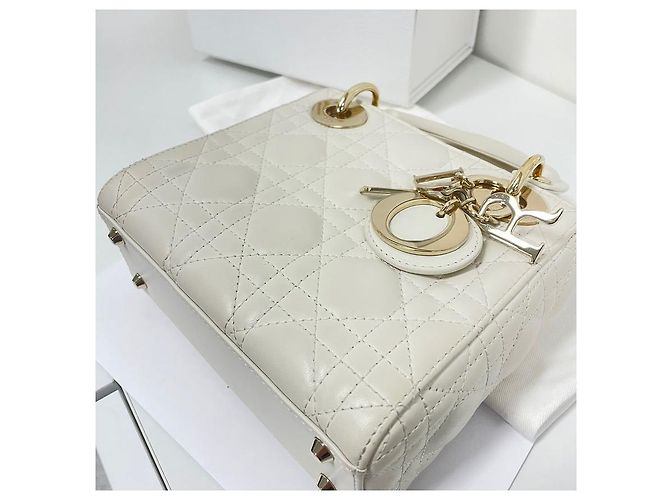 Borsa a tracolla Lady Dior Lady Chain Christian Bianco - vista 7