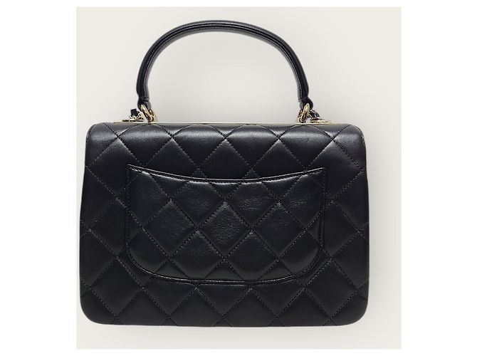 Chanel Pelle d'agnello nero oro champagne Trendy CC piccolo interno Chip - vista 5