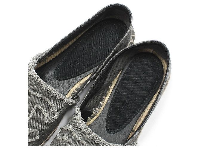 Chanel Sneaker espadrille slip-on in denim Marrone - vista 11