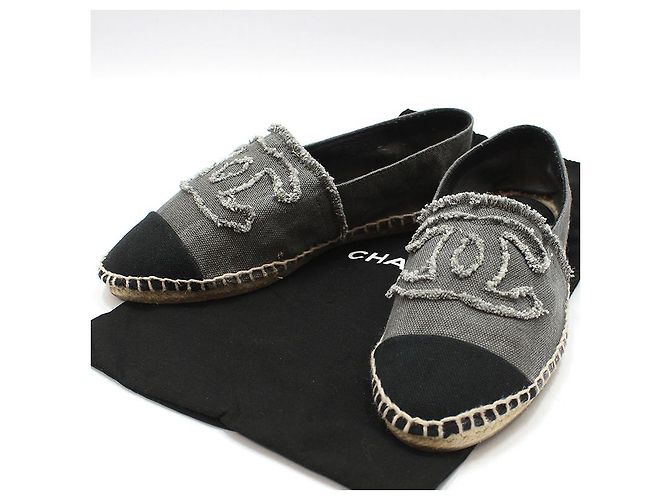 Chanel Sneaker espadrille slip-on in denim Marrone - vista 2