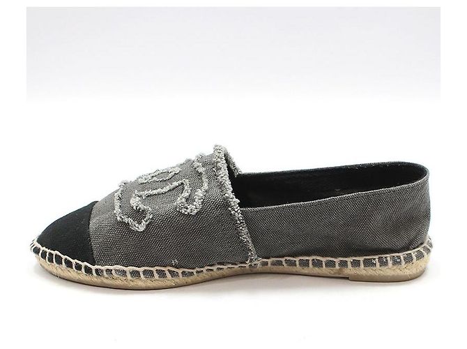 Chanel Sneaker espadrille slip-on in denim Marrone - vista 3