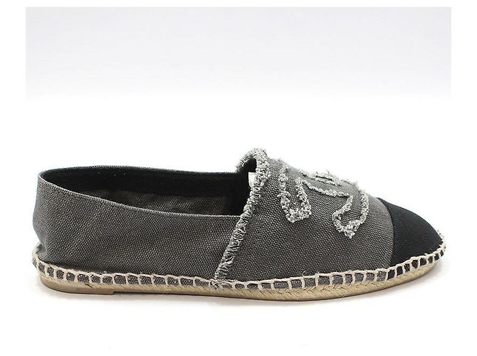Chanel Sneaker espadrille slip-on in denim Marrone - vista 4