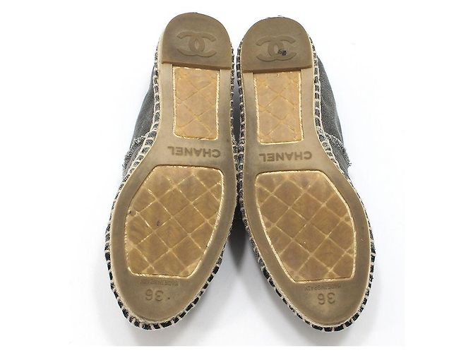 Chanel Sneaker espadrille slip-on in denim Marrone - vista 6