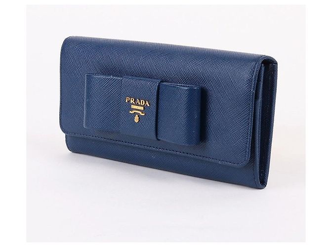 Prada Saffiano Blue Ribbon Long Wallet Blau - Ansicht 3