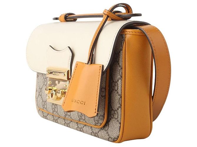 Gucci Mini borsa a tracolla con manico GG Supreme Padlock Marrone - vista 2