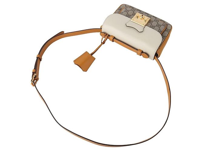 Gucci Mini borsa a tracolla con manico GG Supreme Padlock Marrone - vista 4