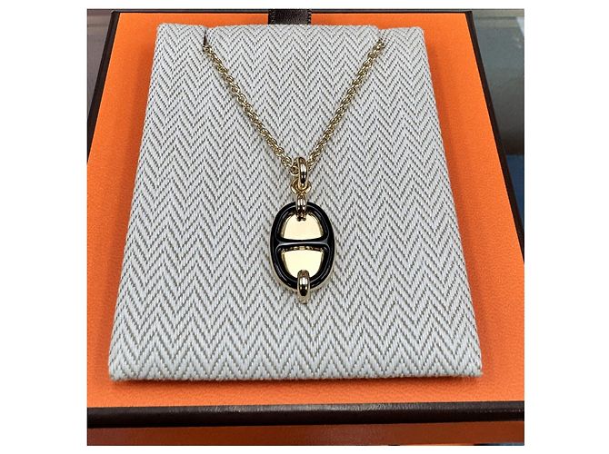 Hermès Collana Mini Maillon Shangdal Black Gold Nero - vista 3