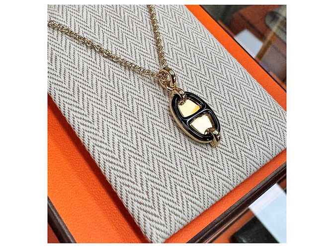 Hermès Collana Mini Maillon Shangdal Black Gold Nero - vista 4