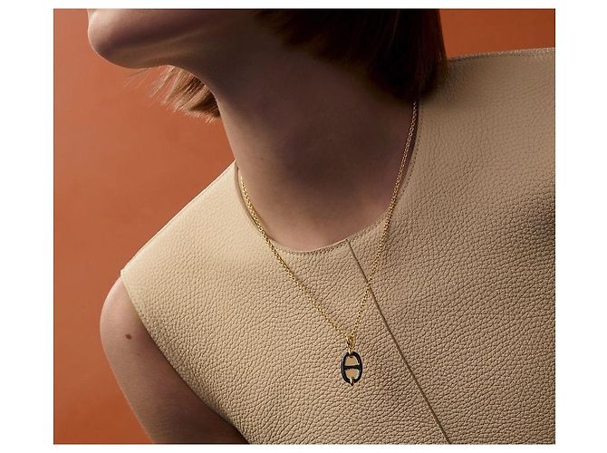 Hermès Collana Mini Maillon Shangdal Black Gold Nero - vista 8
