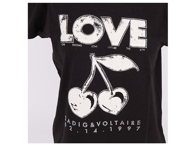 Zadig & Voltaire Kurzärmeliges Damen-T-Shirt mit Cherry LOVE Stickerei Schwarz - Ansicht 2