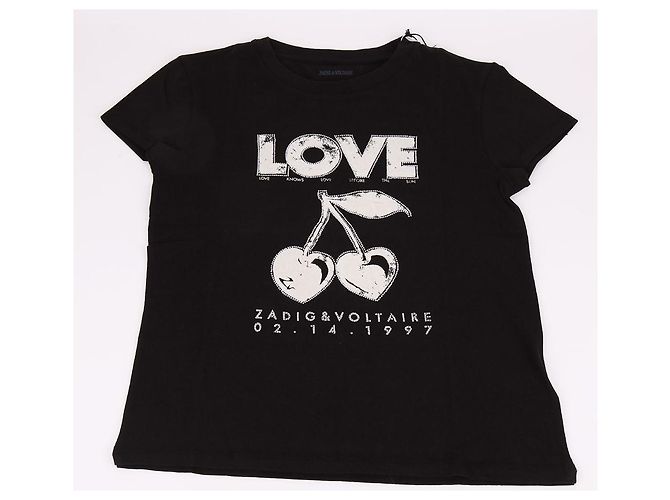 Zadig & Voltaire Kurzärmeliges Damen-T-Shirt mit Cherry LOVE Stickerei Schwarz - Ansicht 5