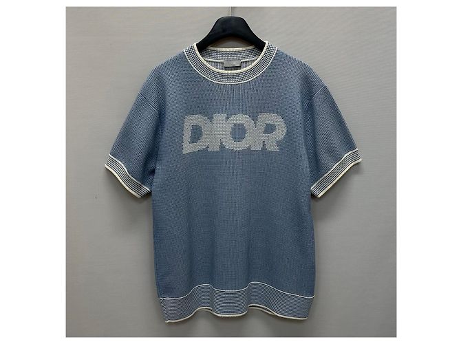 Dior Kurzärmeliges Tramatto Strick-T-Shirt aus Baumwollmischung mit Logo Mehrfarben - Ansicht 2