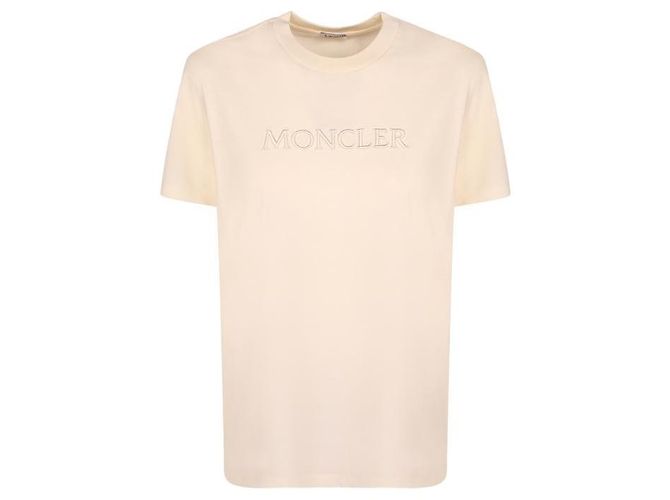 Moncler Baumwoll-T-Shirt mit tonaler Logo-Stickerei Weiß - Ansicht 4