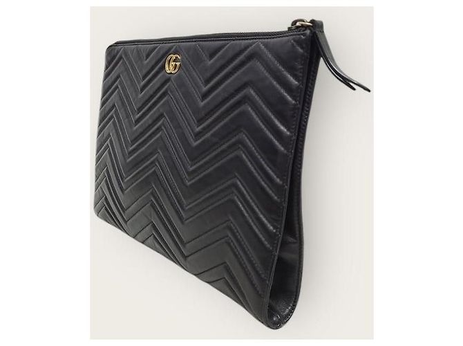 Gucci Clutch Black GG Marmont Matelassé Chevron Nero - vista 2
