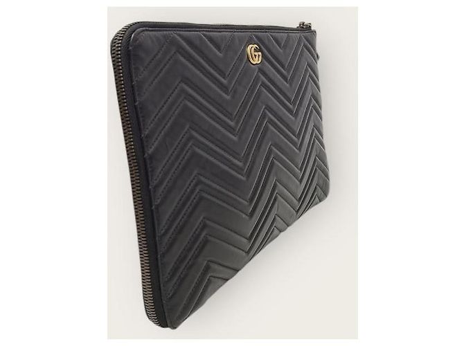 Gucci Clutch Black GG Marmont Matelassé Chevron Nero - vista 3
