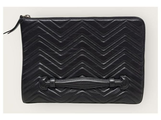 Gucci Clutch Black GG Marmont Matelassé Chevron Nero - vista 5